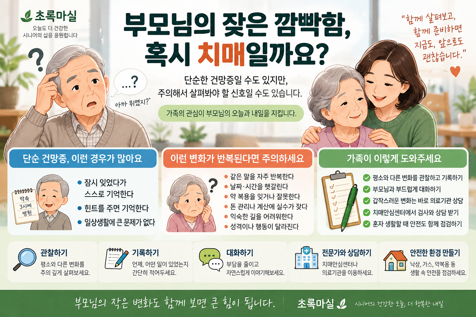 부모님이 같은 말을 자꾸 반복한다면? 가족이 살펴봐야 할 기억력 변화 8가지
